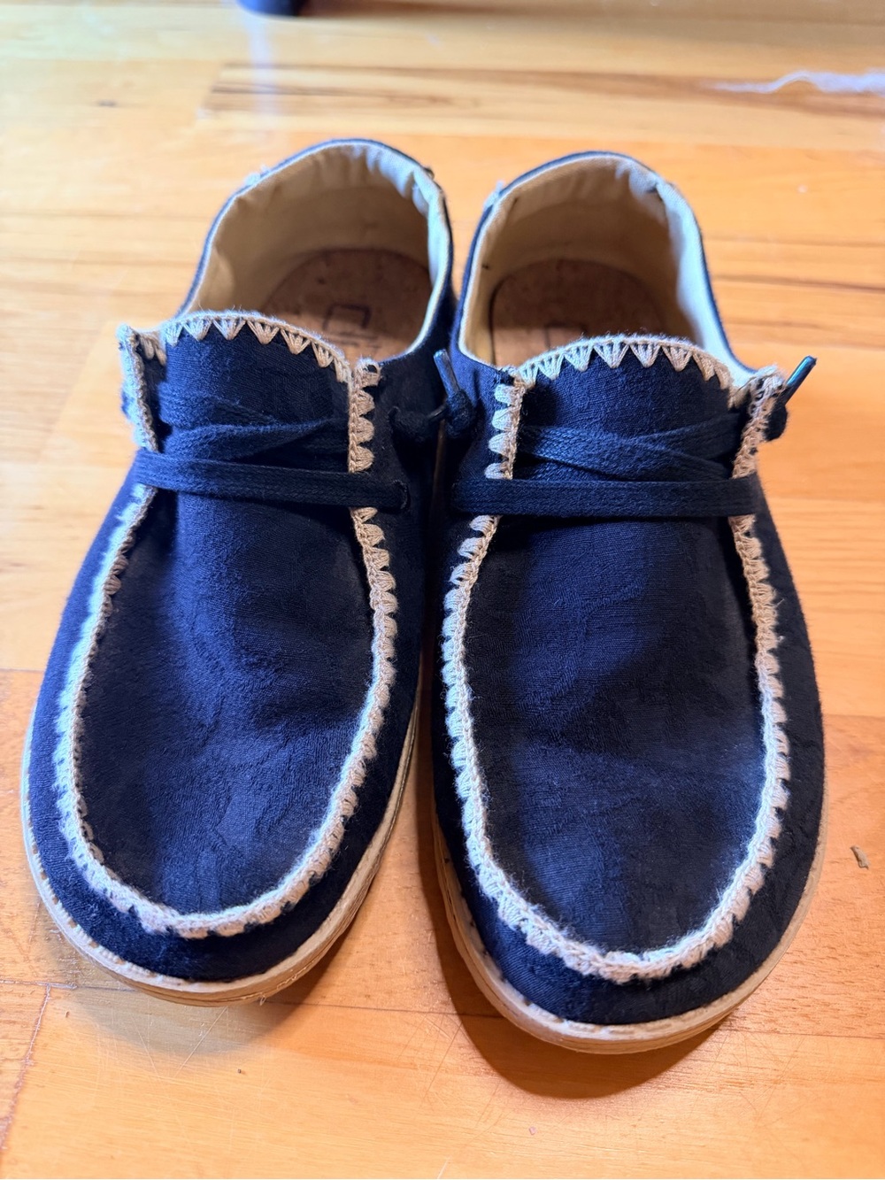 Hey Dude Navy Flats with Cream Trim Casual Moccasins